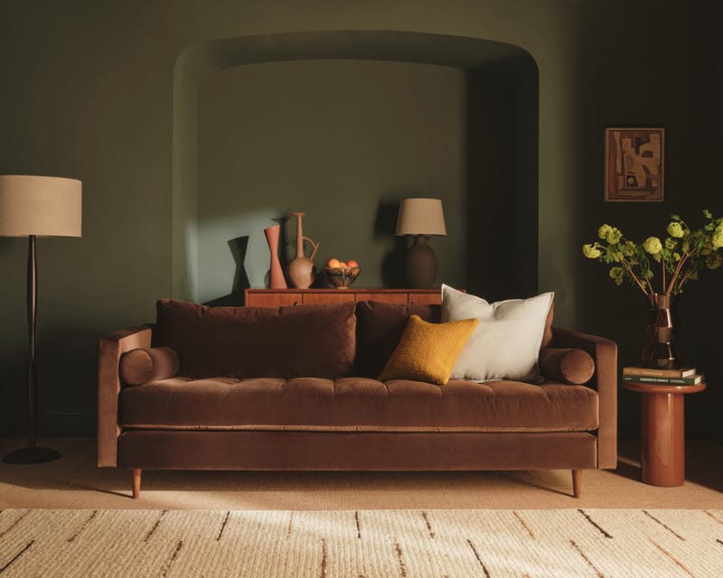 Chill Century sofa in Coffee Drip clever velvet