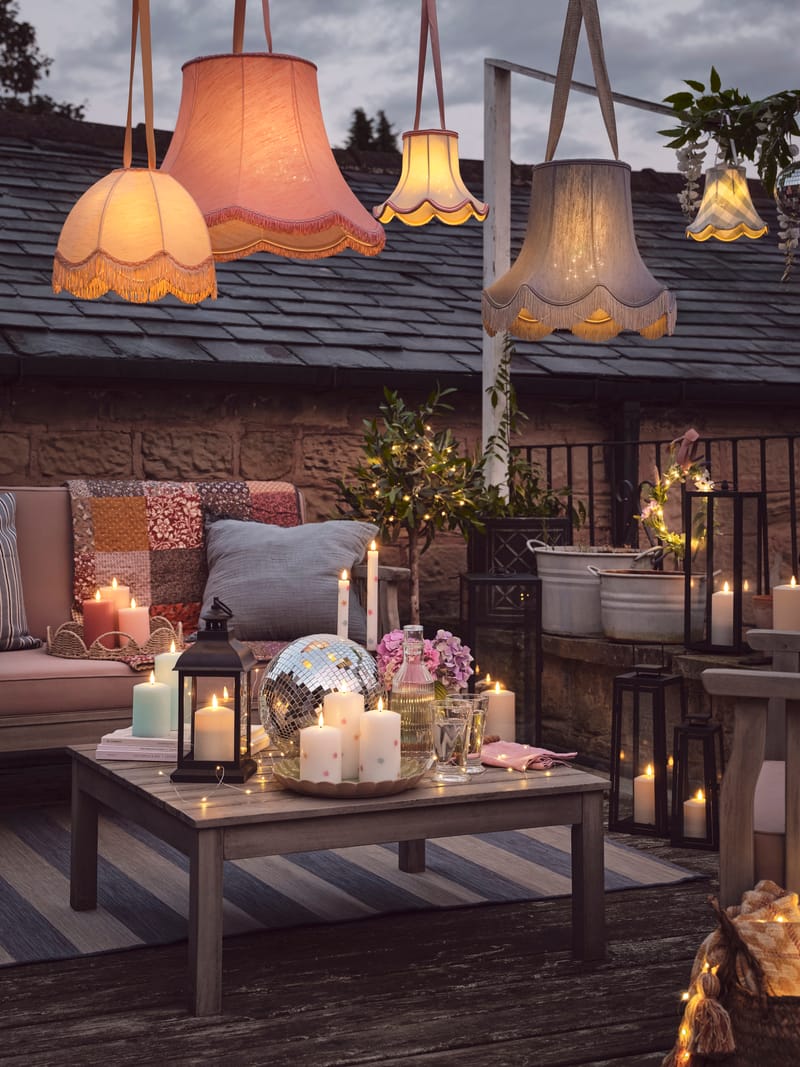 Spring Summer Decking Lifestyle with Hanging DIY Lamp Decoration
