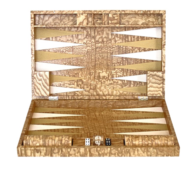 Backgammon Set in Tamo Ash with  Ivory & Gold