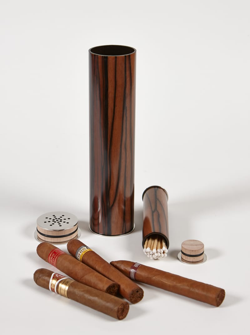 Cigar Humidor & Match Striker   Royal Ebony Macassar