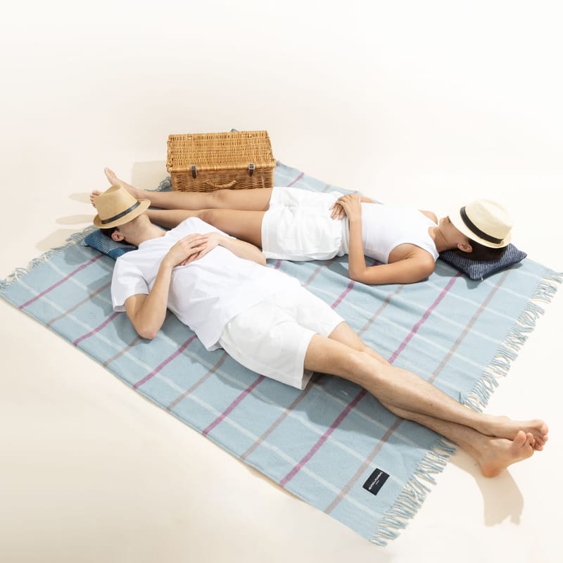 Heating & Plumbing London - Pure New Wool Picnic Blanket - Duck Egg Checks