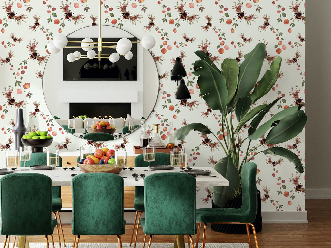 Bee Bloom – Pearl White Wallpaper