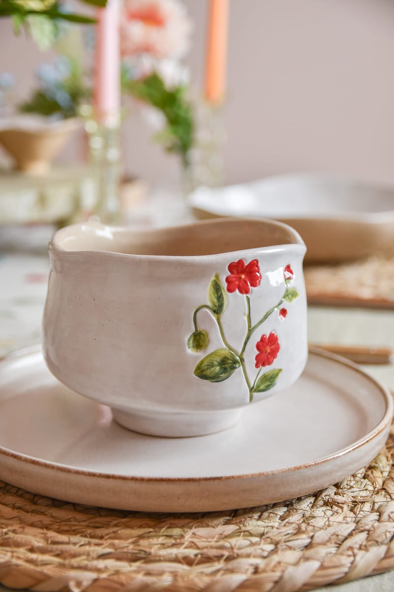 JAN '26: Stoneware Bowl - Meadow/Red Flower, £9.99