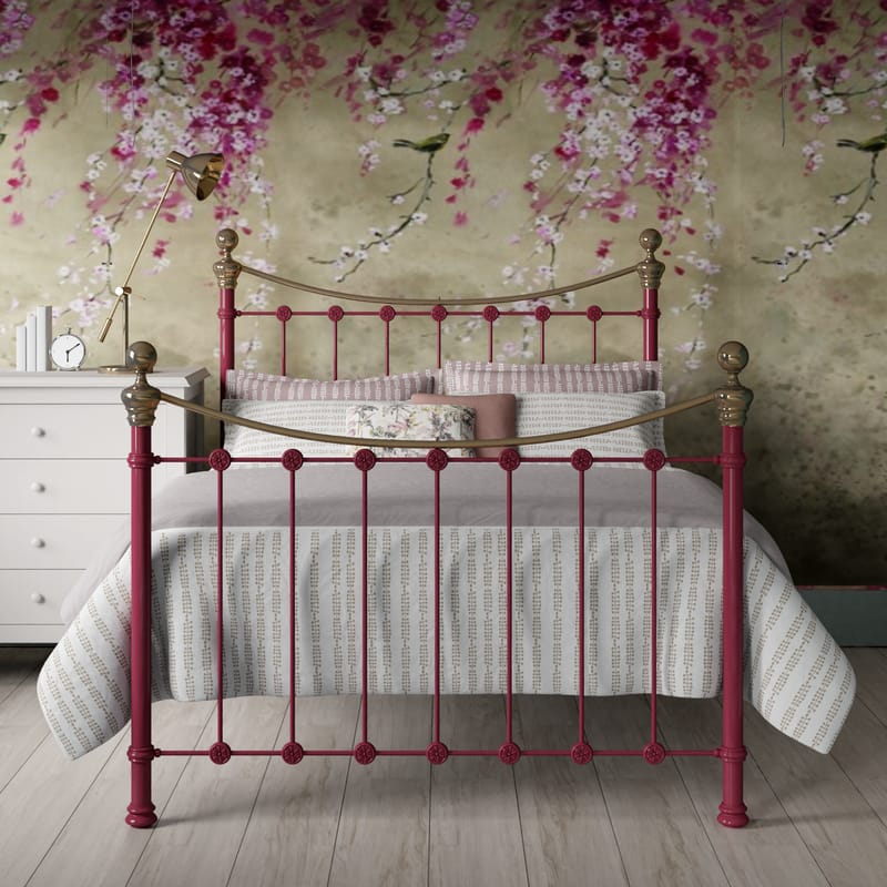 Selkirk iron bed with brass finials