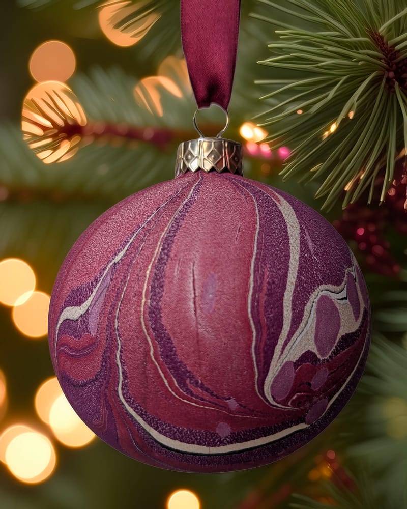 Luxury Marbled Christmas Bauble | Bitter Cherry