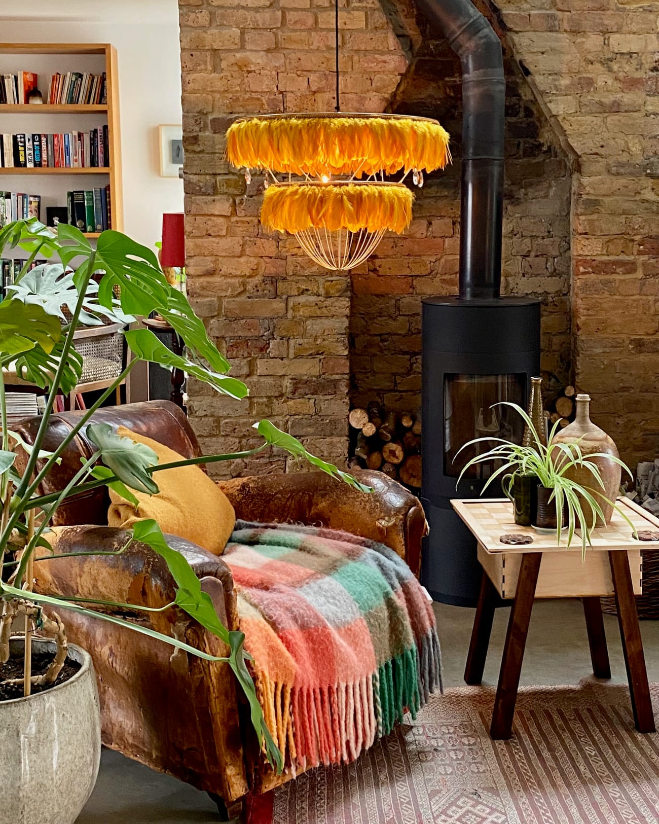 The Bertie | Two Tiered Feather Chandelier - Mustard Yellow