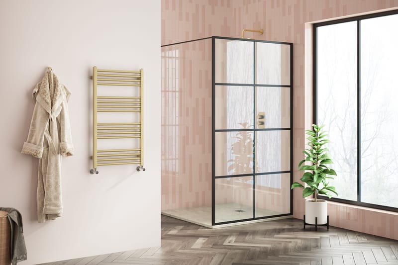 Harbour Status Flat Heated Towel Rail Brushed Brass