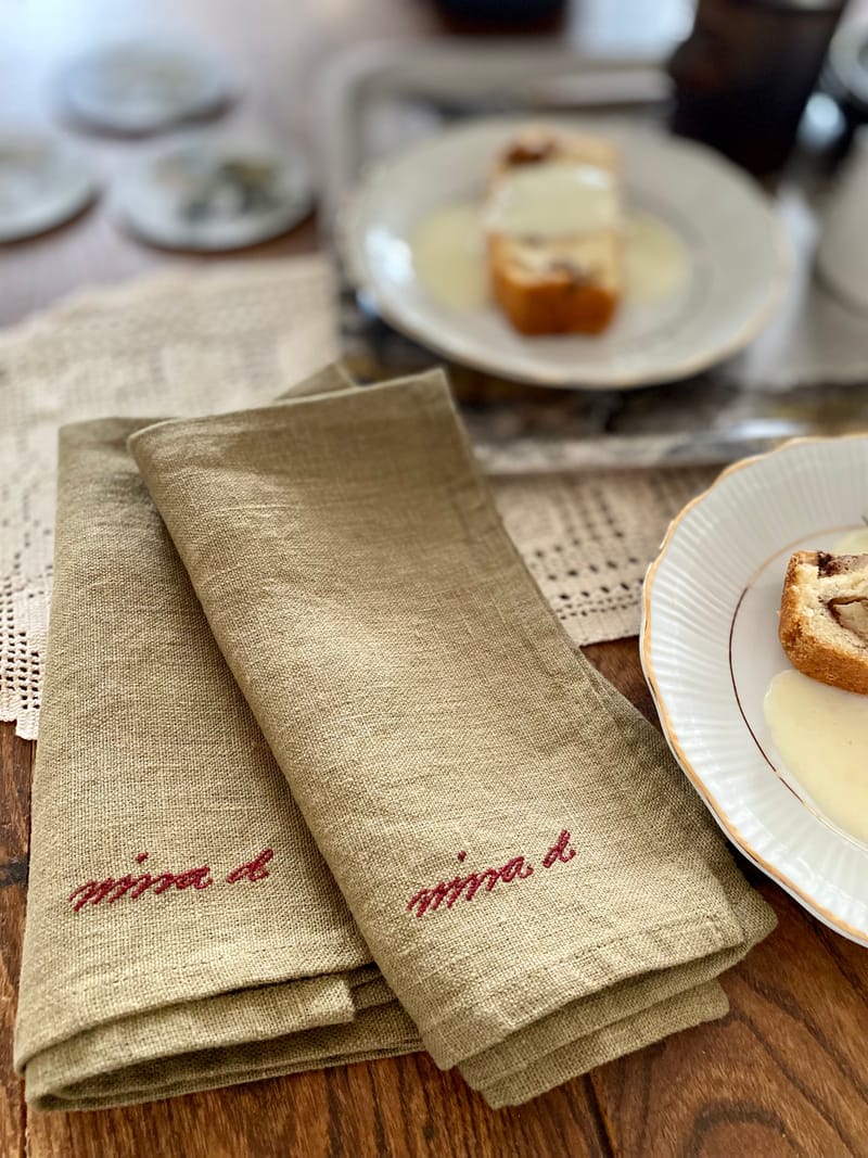 Linen Napkin Olive Green Nina D