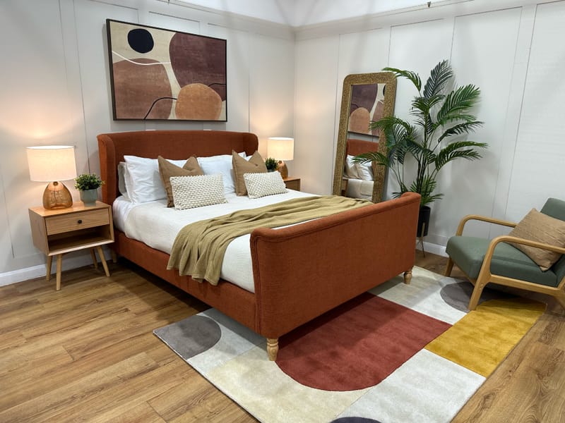 Fenella Modern 5ft King Size Fabric Sleigh Bed