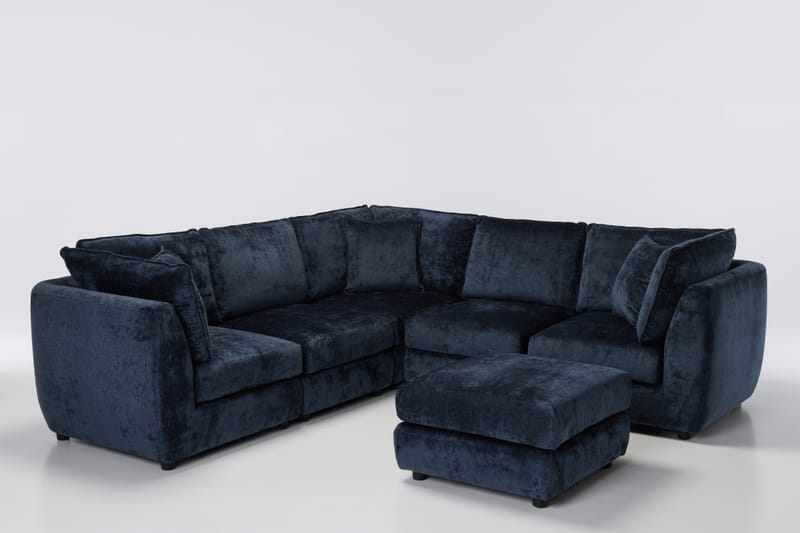 Marley Modular Sofa Range - Corner Sofa Set with Footstool (Blue Shimmer)