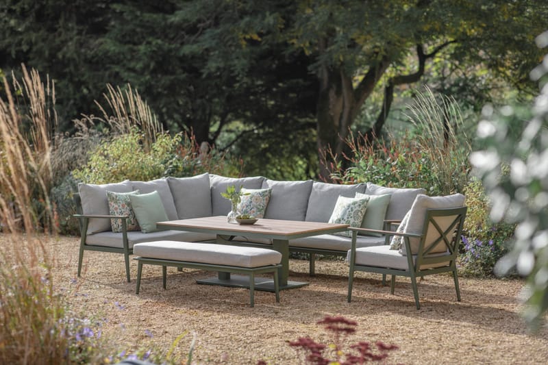 RHS By Bramblecrest Wisley L Shape Sofa With Piston Adjustable Table, Bench & Sofa Chair   Sage