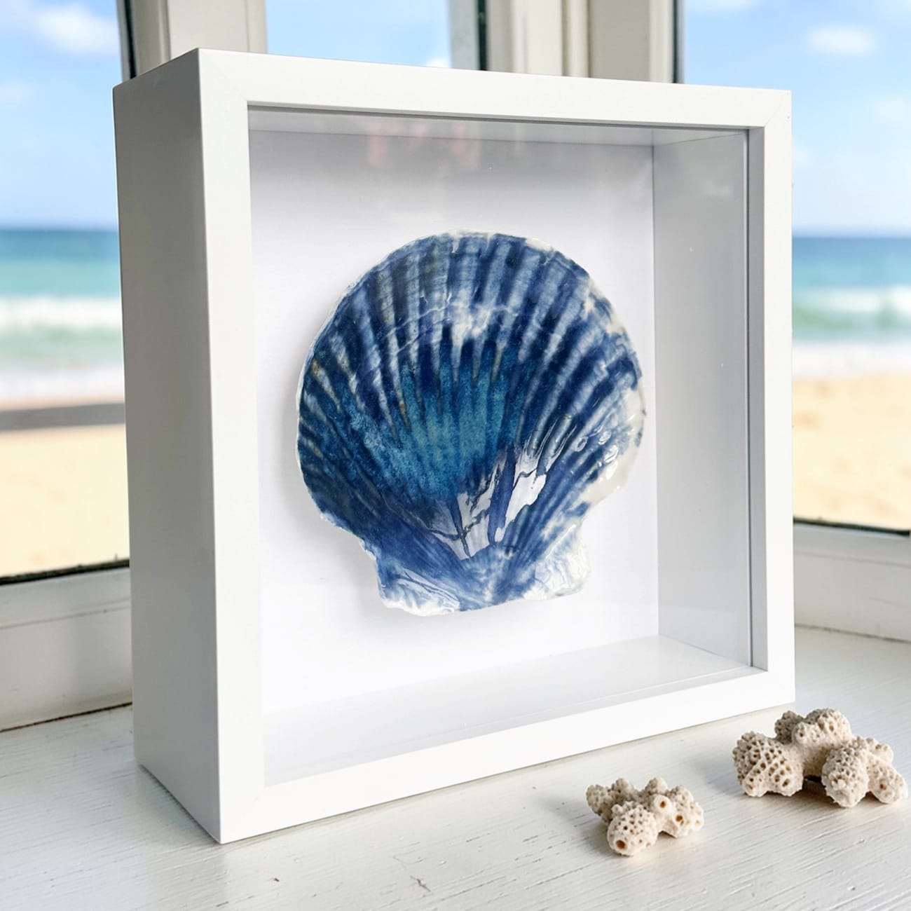 Beach Art of Handcrafted Porcelain Glazed Shells: Tidal Echoes