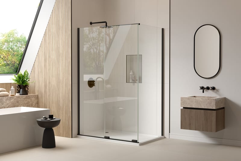 Arysto X Wetroom Shower Panel Ultra Frameless Sliding Shower Wetroom