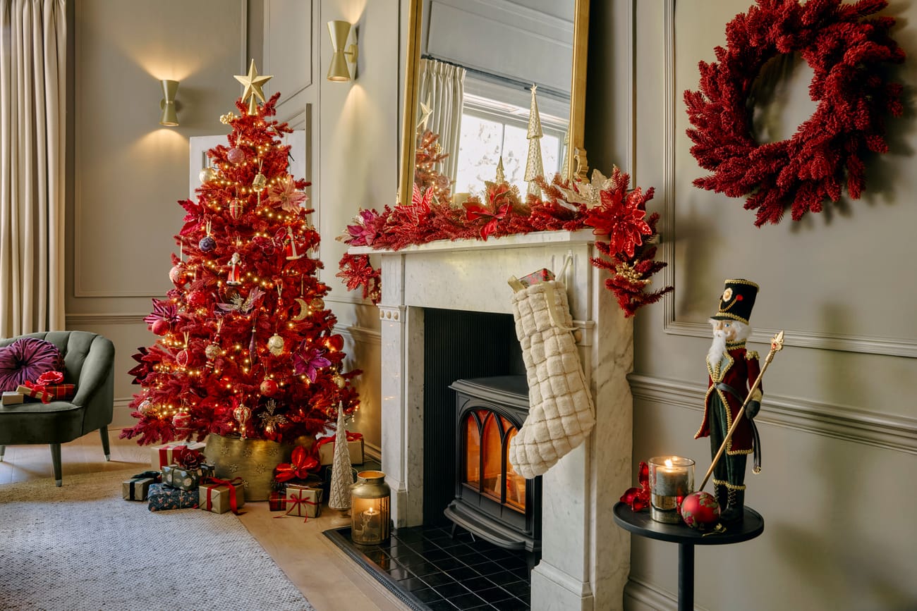 Deck the Halls burgundy Christmas tree